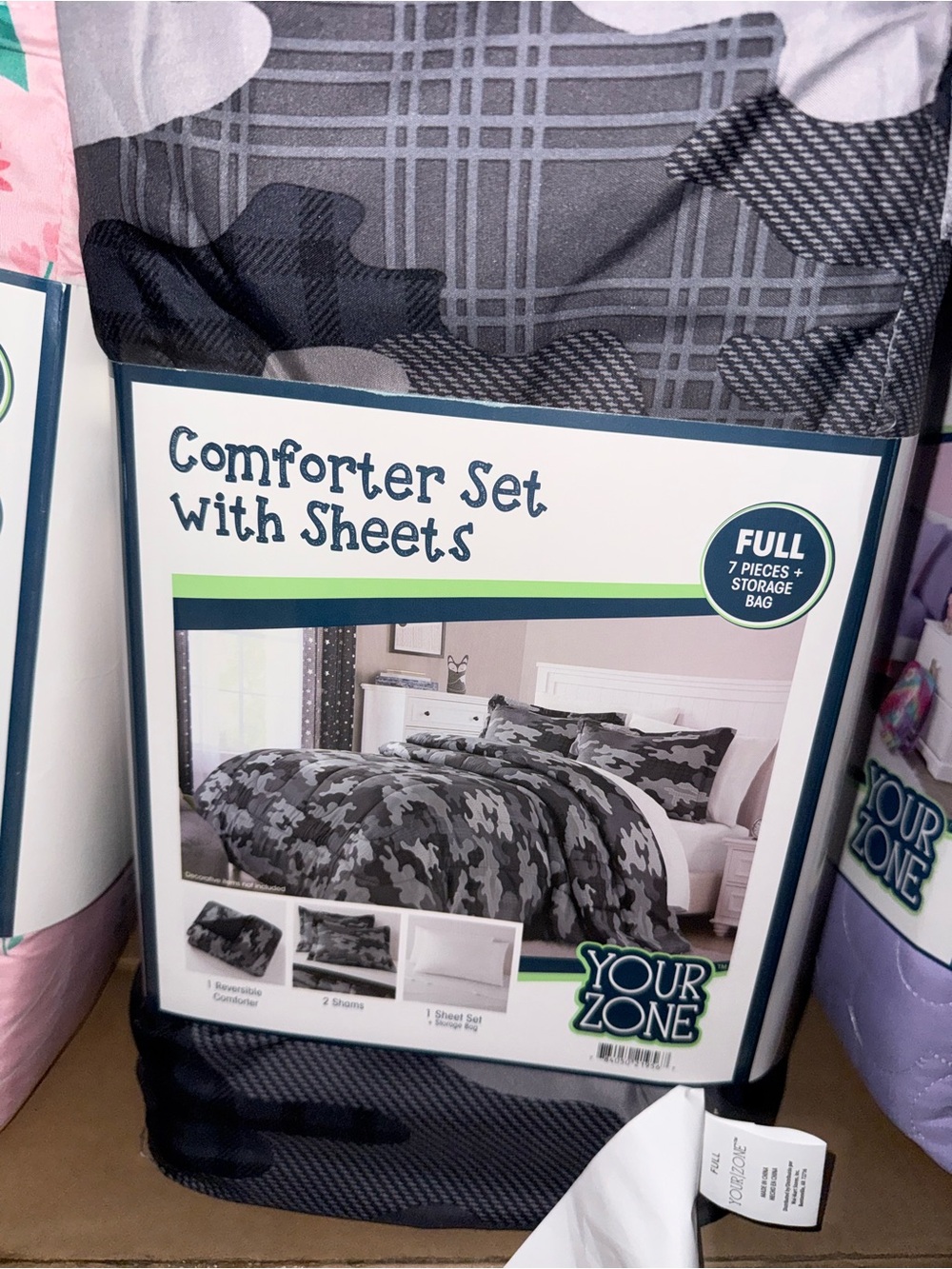 Your Zone Full Comforter Set in Gray Camo